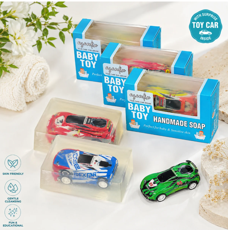 Transparent Toy Car Soap Pack of 2

Kids Transparent Toy Soap

Toy Car Inside Soap

Fun Hand Wash Soap for Kids

Crystal Clear Toy Soap